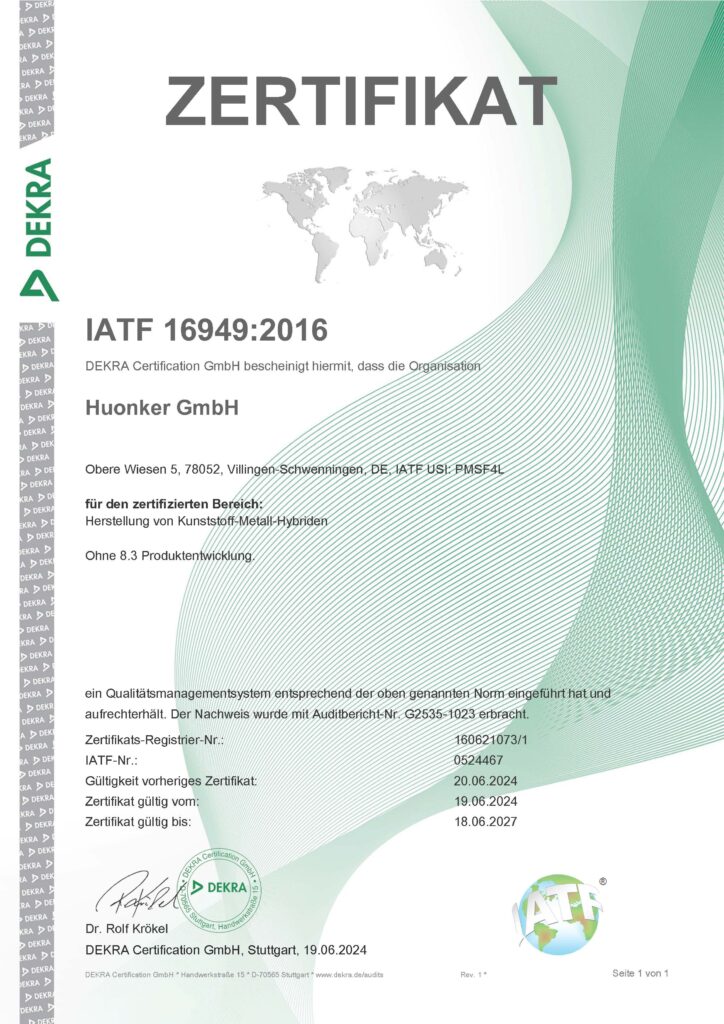 Zertifikat IATF 16949:2016
