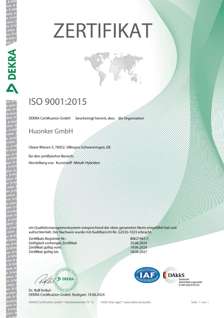 Zertifikat ISO 9001:2015