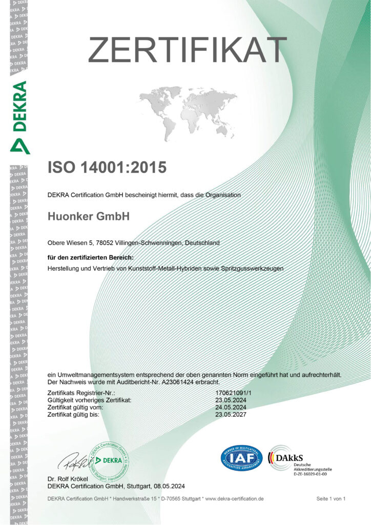 Zertifikat ISO 14001:2015